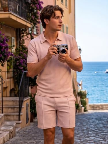 Men's Summer Outfits 2-Piece Polo Short Sets Shirt Sweatsuit - Image 5