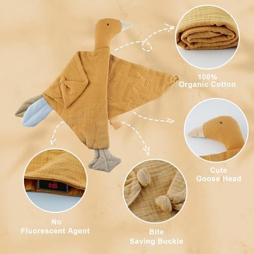 Muslin Security Blanket Lovey for Babies, Soft Goose Lovey for Self-Soothe - Image 2