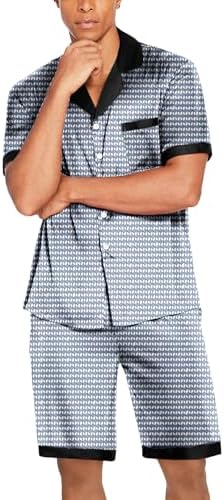 Ekouaer Men Silk Pajamas Set 2 Pieces Satin Pj Button Down Loungewear Sets - Image 4
