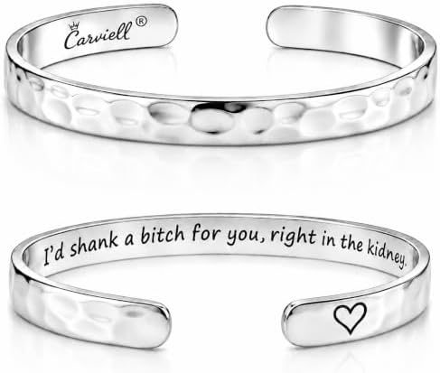 Carviell Bracelets for Women – 100+ Meaningful Engraved Messages – Solid 316L Surgical Stainless Steel Cuff Bracelet – Gift Ready by Carviell