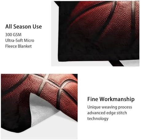 Mercuryelf Basketball Throw Blanket - Soft, Fuzzy & Warm - 30x40 Inches Small Blankets for Lap, Crib - Black Sports Throws Gift for Basketball Lovers - Image 4