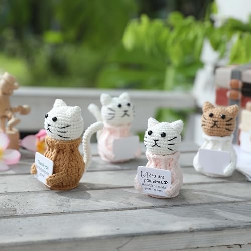 Positive Crochet Cat Animals Mothers Day Gifts Teacher Women Coworker Gifts for Women Sister Daughter Kid – “You are Pawsome” Emotional Inspirational Support Birthday Thank You Gift - Image 4