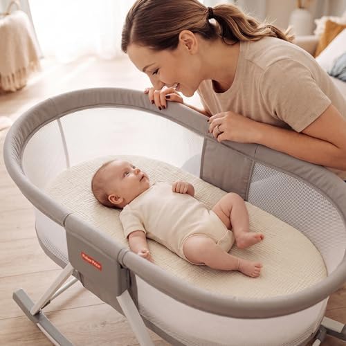 2 Pack Muslin Bassinet Sheets, 100% Cotton, Breathable & Soft (Brown＆Beige) - Image 3