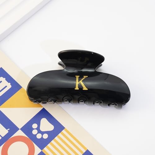 Acrylic Letter Hair Clips for Women - Black Monogram Hair Claw Alphabet Large Hair Clip, Fashion Glitter Claw Clips Elegant And Durable Hair Accessory, Letter L - Image 4