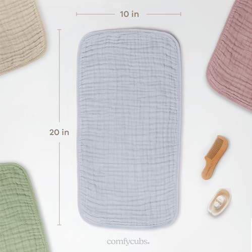 Comfy Cubs Muslin Burp Cloths 20x10" 10 Pack, Baby Burp Cloths Heather Blue - Image 3