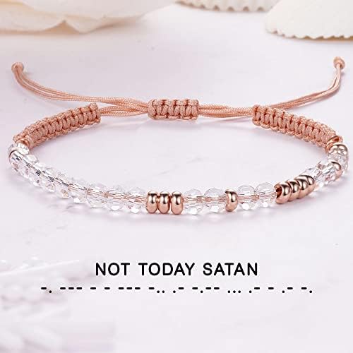 Morse Code Bracelets for Women Mothers Day Gifts 2026 Graduation Gifts Mom Birthday Gift Pink Braided Bracelets Teen Trendy Stuff Inspirational Best Friend Birthday Gifts for Daughter Girlfriend Christmas Stocking Stuffers Jewelry - Image 5