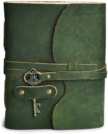 LEATHER VILLAGE Leatherbound Journal Key Lock, Forest Green 10x7. - Image 2