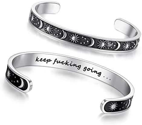 TONY & SANDY Inspirational Bracelets for Women Teen Girls Personalized Gifts for Daughter Granddaughter Mom Sister Friends Stainless Steel Engraved Cuff Birthday Easter Christmas by TONYSANDY