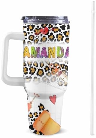 Nurse Gifts for Women Personalized 40oz Nurse Tumbler with Handle and Straw, Personalized Gifts for Nurses, Thank You Nurse Cup Gifts for Nurses Day, Stainless Steel Nurse Water Bottle Insulated Cup - Image 2