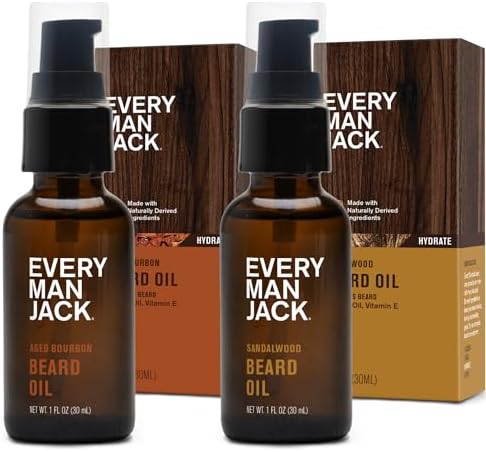 Every Man Jack Hydrating Beard Oil for Men, Aged Bourbon & Sandalwood Teak by EveryManJack