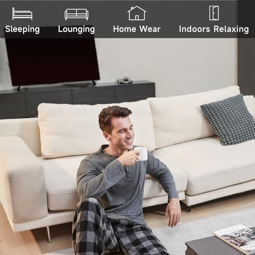 DG Hill Mens Pajama Pants - Pajamas Set Flannel PJ Pants for Men Cotton Top - Image 6