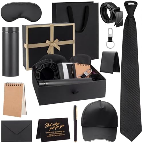 AmazingSpark 12 Pcs Men Gift Basket Tumbler Wallet Hat,Large Bow Gift Box by Unknown