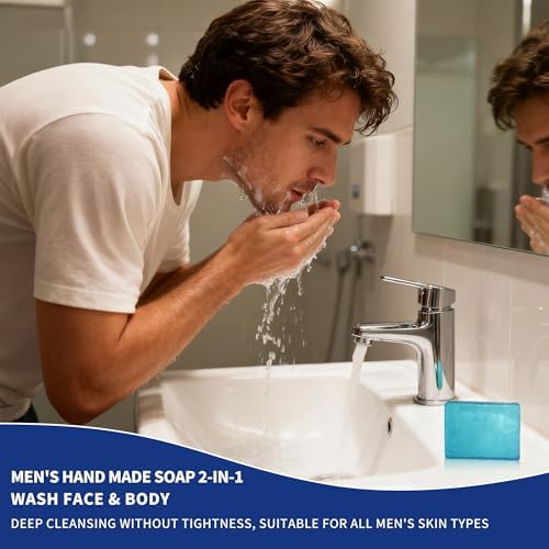 Men's Bath and Body Spa Set, 7-Piece Kit with 3-in-1 Shower Wash, Body Scrub, Body Mist, 2-in-1 Handmade Soap and Travel Bag, Personal Care Set for Men - Image 4
