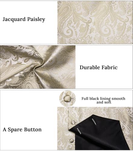 DiBanGu Mens Vest and Tie Set Formal Paisley Waistcoat and Necktie Pocket Square Cufflinks Silk Suit Vest for Tuxedo Wedding - Image 6