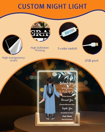 Personalized Name Graduation Gifts Custom Night Light LED Table Lamp Portrait Creator for Her 2026 University High School Keepsake(Girl F) - Image 6