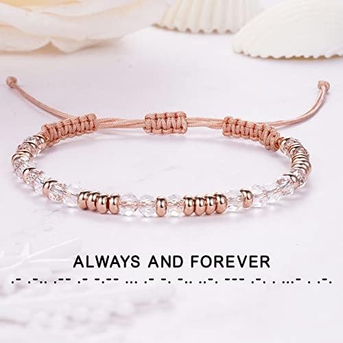 Morse Code Bracelets for Women Mothers Day Gifts 2026 Graduation Gifts Mom Birthday Gift Pink Braided Bracelets Teen Trendy Stuff Inspirational Best Friend Birthday Gifts for Daughter Girlfriend Christmas Stocking Stuffers Jewelry - Image 5