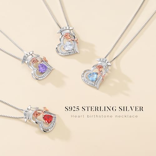 Turandoss Graduation Gifts for Her 2026, S925 Sterling Silver Heart Birthstone Graduation Cap Necklaces Class of 2026 High School College Graduation Gifts for Her - Image 6