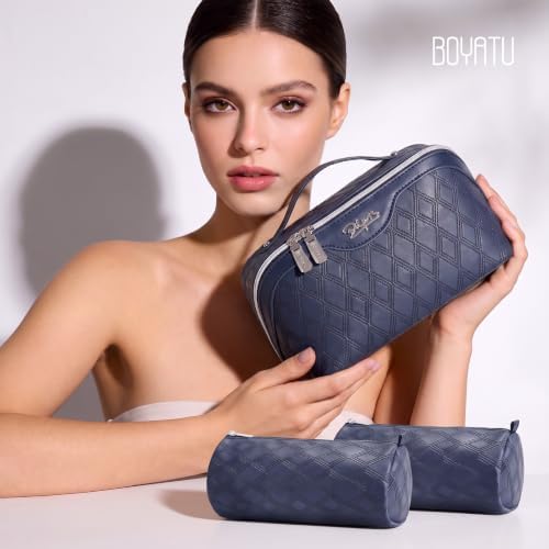 BOYATU Travel Makeup Bag Organizer: 3 Pcs Cosmetic Bag Set for Women Blue - Image 5