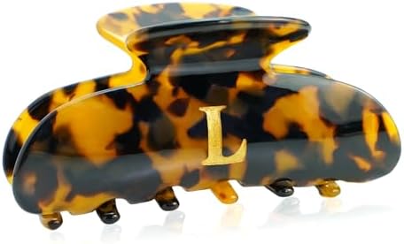 Acrylic Letter Hair Clips for Women - Tortoise Shell Monogram Hair Claw Alphabet Large Hair Clip, Fashion Glitter Claw Clips Elegant And Durable Hair Accessory, Letter L by Fohufo