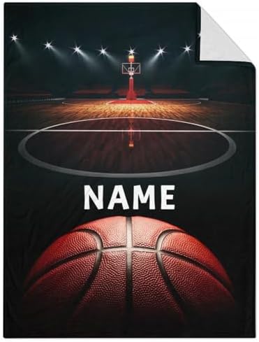 Mercuryelf Custom Basketball Throw Blanket - Soft, Fuzzy & Warm - 60x80 Inches Flannel Blankets for Bed, Couch - Black Sports Throws Gift for Men, Women by Mercuryelf