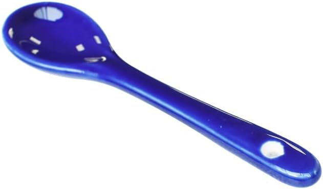 Blue 6 pcs Porcelain Egg Spoons Ceramic Spoons 4.7 inch Coffee Dessert Yogurt Tea Milky Tea