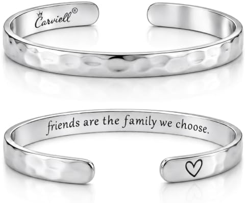 Carviell Bracelets for Women – 100+ Meaningful Engraved Messages – Solid 316L Surgical Stainless Steel Cuff Bracelet – Gift Ready by Carviell