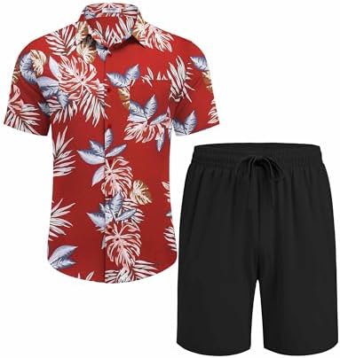 COOFANDY Men's Hawaiian 2 Piece Outfits Floral Button Down Shirt and Shorts Vacation Outfits Summer Beach Matching Set - Image 5