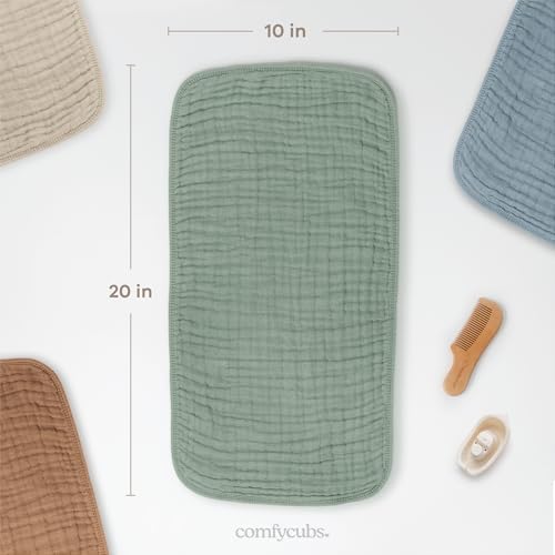 Comfy Cubs Muslin Burp Cloths 20x10" 6 Pack, Baby Burp Cloths - Multi - Image 3