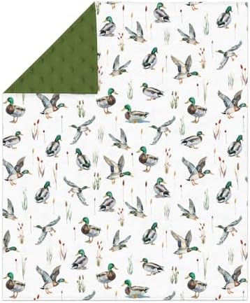 Watercolor Mallard Ducks Baby Blankets for Girl Boy Duck Hunting Soft Mink Dotted Backing Double Layer Swaddle Receiving Blanket Wild Ducks Birds Nursery Bed Throws for Newborn Toddler Crib 30x40 - Image 2