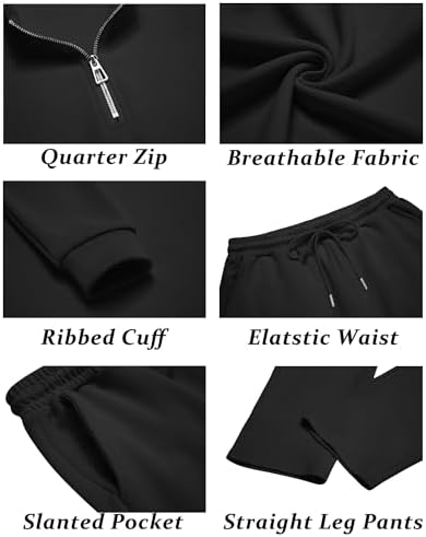 COOFANDY Men's 2 Piece Tracksuit Set Polo Athletic Sweatsuit Quarter Zip Jogging Long Sleeve Casual Sports Outfits - Image 5