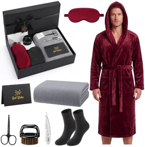 9 Pcs Birthday Gifts for Men Beard Care Set for Him,Wine Red by Bunnycool