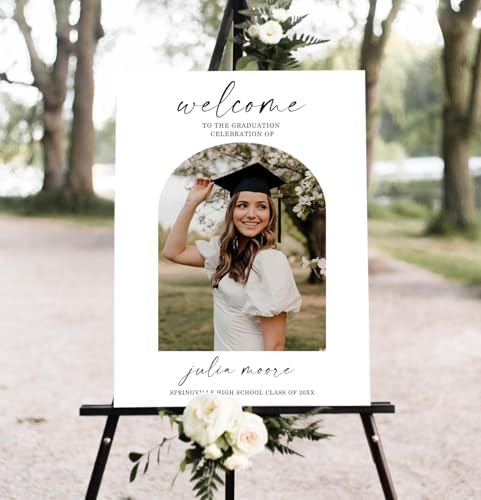 Personalized Graduation Party Welcome Sign with Photo, Grad Sign, Minimalist Graduation Decorations Party, Class of 2026 Welcome Poster, Senior Party Sign, Graduation Celebration Sign#05 by CENOVACY