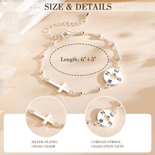 Gnamy Class of 2026 Graduation Gift for Her, Adjustable Compass Cross Bracelet College Middle High School University Graduation Gifts for Women Girls Teenage Teens - Image 4