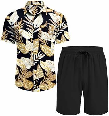 COOFANDY Men's Hawaiian 2 Piece Outfits Floral Button Down Shirt and Shorts Vacation Outfits Summer Beach Matching Set - Image 5
