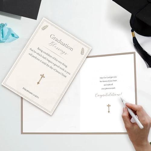 Christian Graduation Card with Bible Verse Philippians 1:6, Religious Graduation Blessings Card, Faith Graduation Gift for Him Her, High School College Graduate - Image 4
