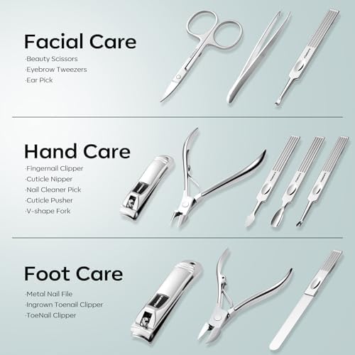 FAMILIFE Stainless Steel Manicure Set 11-in-1 Professional Nail Clipper Kit - Image 5