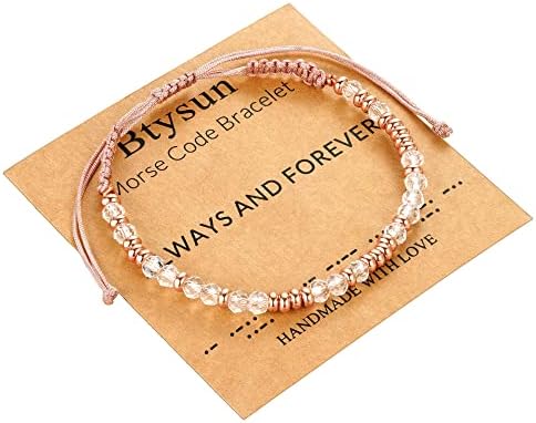 Morse Code Bracelets for Women Mothers Day Gifts 2026 Graduation Gifts Mom Birthday Gift Pink Braided Bracelets Teen Trendy Stuff Inspirational Best Friend Birthday Gifts for Daughter Girlfriend Christmas Stocking Stuffers Jewelry by BTYSUN