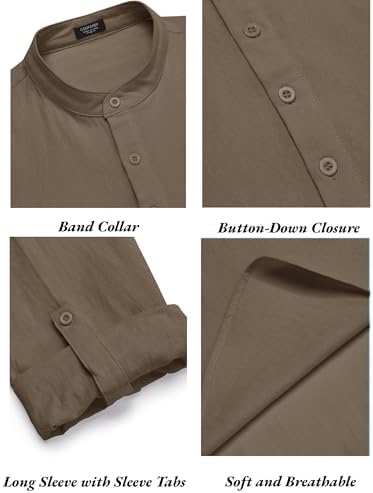 COOFANDY Men’s 2 Piece Cotton Linen Set Casual Beach Outfits Long Sleeve - Image 5