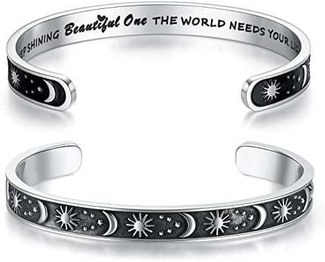TONY & SANDY Inspirational Bracelets for Women Teen Girls Personalized Gifts for Daughter Granddaughter Mom Sister Friends Stainless Steel Engraved Cuff Birthday Easter Christmas by TONYSANDY