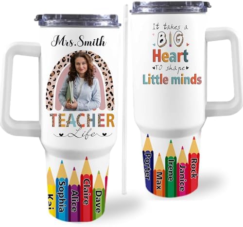 Teacher Gifts For Women Men, 40oz Personalized Stainless Steel Tumbler with Handle and Straw For Teacher Appreciation Gifts from Students, Custom Teacher Tumbler for Teachers Day, Birthday by Artsadd