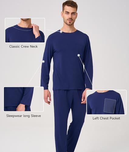 BAMBOO COOL Men's Pajama Set Long Sleeve PJs with Pants & Pockets - Image 3