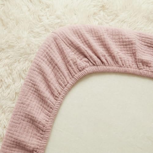Muslin Bassinet Sheet Compatible with Maxi-Cosi Iora & Iora Air Bedside Sleeper - 100% Cotton Rectangular Mattress Pad Cover (33"x20"), Breathable & Soft, Boho (1 Pack Pink) - Image 7