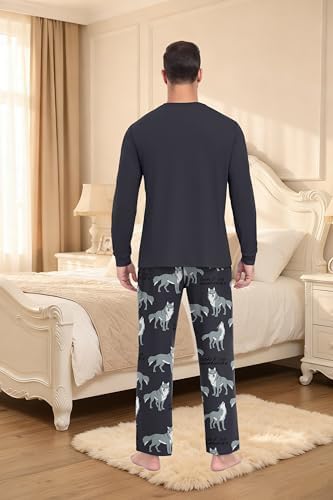 PrinStory Men's Pajama Sets Loungewear Sleepwear Pjs Lightweight Long Sleeve Shirts & Bottoms Soft Comfy Sleep Sets S-2XL - Image 6
