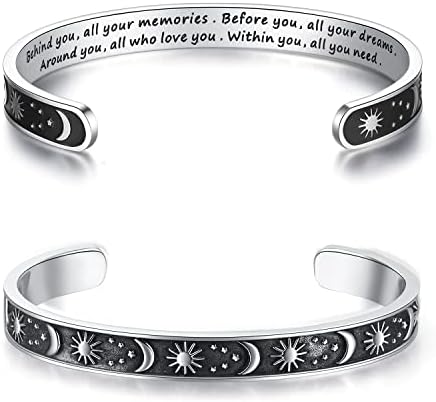 TONY & SANDY Inspirational Bracelets for Women Teen Girls Personalized Gifts for Daughter Granddaughter Mom Sister Friends Stainless Steel Engraved Cuff Birthday Easter Christmas by TONYSANDY