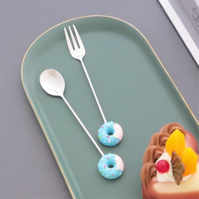 8PCS Stainless Steel Drink Spoon Set-Reusable Teaspoons for Cocktail, Coffee, Juice,Wine, Milk, Tea. Donut Shape Dessert Spoon