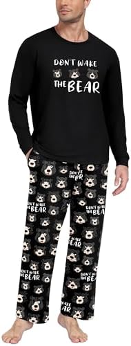 PrinStory Men's Pajama Sets Loungewear Sleepwear Pjs Lightweight Long Sleeve Shirts & Bottoms Soft Comfy Sleep Sets S-2XL by PrinStory