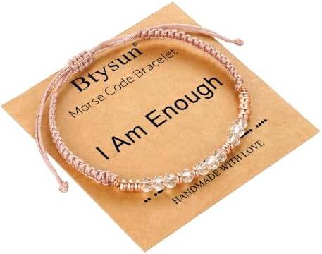Morse Code Bracelets for Women Mothers Day Gifts 2026 Graduation Gifts Mom Birthday Gift Pink Braided Bracelets Teen Trendy Stuff Inspirational Best Friend Birthday Gifts for Daughter Girlfriend Christmas Stocking Stuffers Jewelry by BTYSUN
