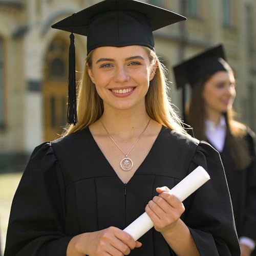 Ritach Graduation Gift for Her - Class of 2026 Graduation Cap Initial Necklace Silver Cubic Zirconia Graduation Necklace Masters Degree High School College Graduation Gift for Her - Image 3