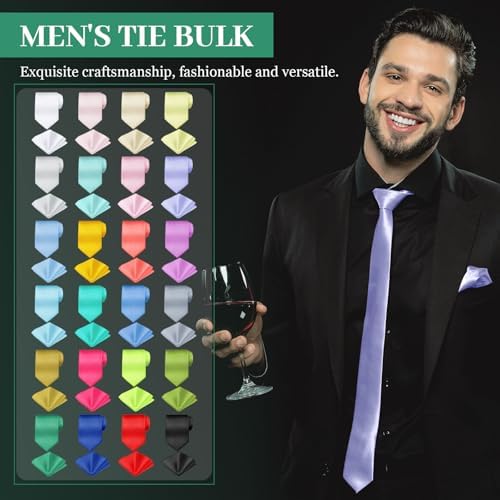 Zhanmai 48 Pcs Mens Ties and Pocket Square Set Satin - Image 5