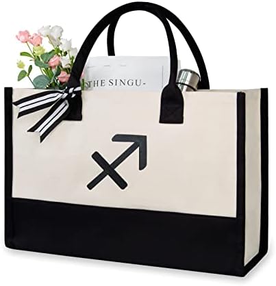 TOPDesign Personalized Initial Canvas Beach Bag, Monogrammed Gift Tote Bag for Women by TOPDesign